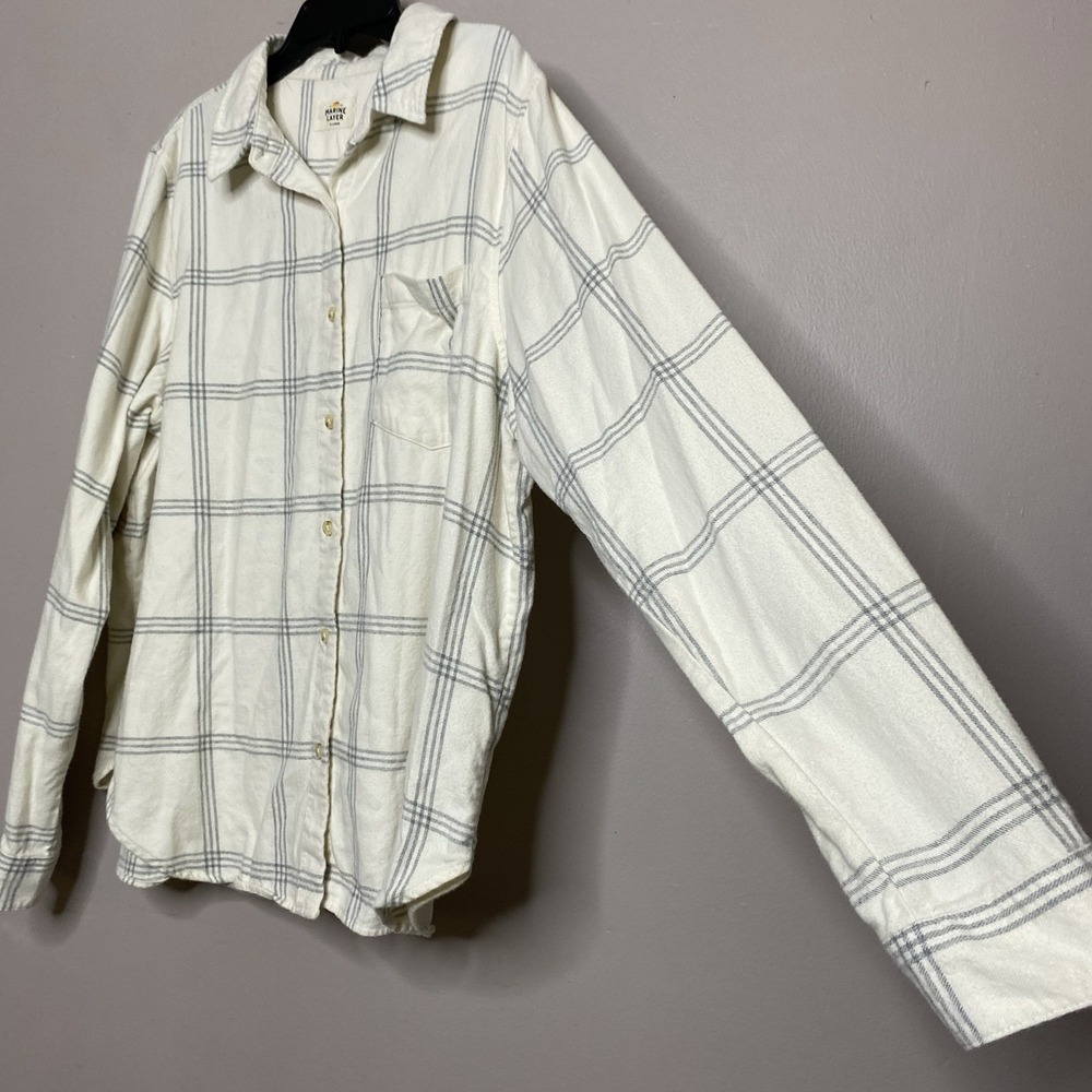 Marine Layer Women Size XL Flannel Monterey Button Up Shirt Organic Cotton - Picture 4 of 13